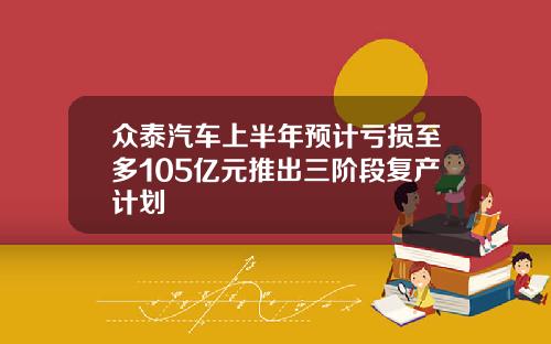 众泰汽车上半年预计亏损至多105亿元推出三阶段复产计划