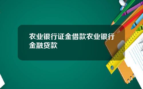 农业银行证金借款农业银行金融贷款