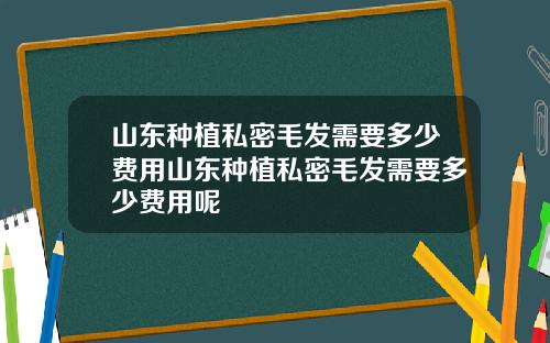 山东种植私密毛发需要多少费用山东种植私密毛发需要多少费用呢