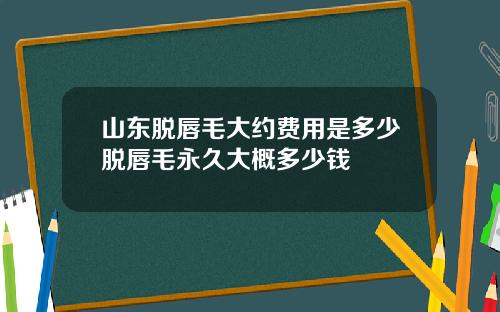 山东脱唇毛大约费用是多少脱唇毛永久大概多少钱