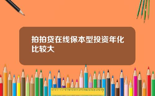 拍拍贷在线保本型投资年化比较大