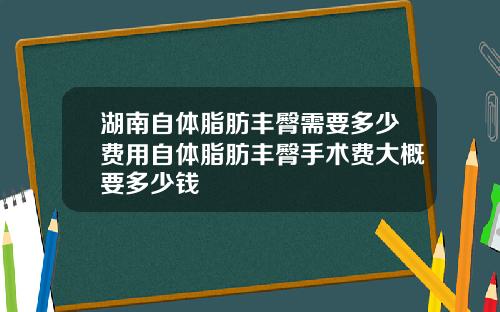湖南自体脂肪丰臀需要多少费用自体脂肪丰臀手术费大概要多少钱