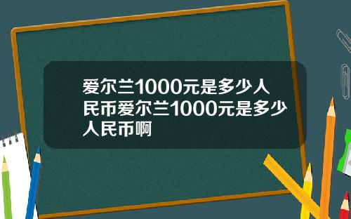爱尔兰1000元是多少人民币爱尔兰1000元是多少人民币啊