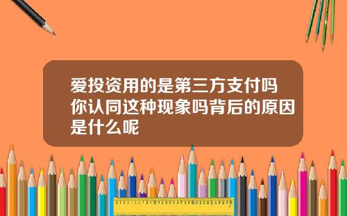 爱投资用的是第三方支付吗你认同这种现象吗背后的原因是什么呢