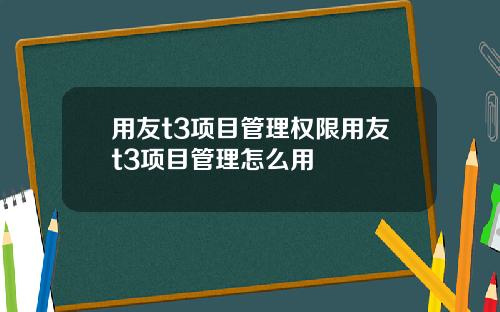 用友t3项目管理权限用友t3项目管理怎么用