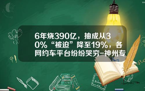 6年烧390亿，抽成从30%“被迫”降至19%，各网约车平台纷纷哭穷-神州专车一天亏多少钱【新闻】.