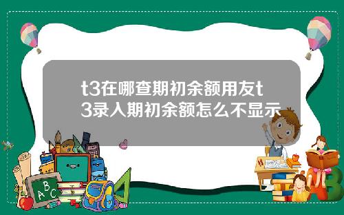 t3在哪查期初余额用友t3录入期初余额怎么不显示