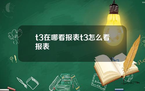t3在哪看报表t3怎么看报表