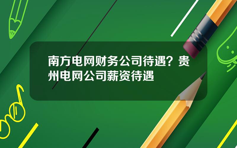 南方电网财务公司待遇？贵州电网公司薪资待遇