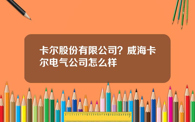 卡尔股份有限公司？威海卡尔电气公司怎么样