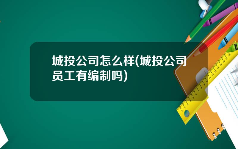 城投公司怎么样(城投公司员工有编制吗)