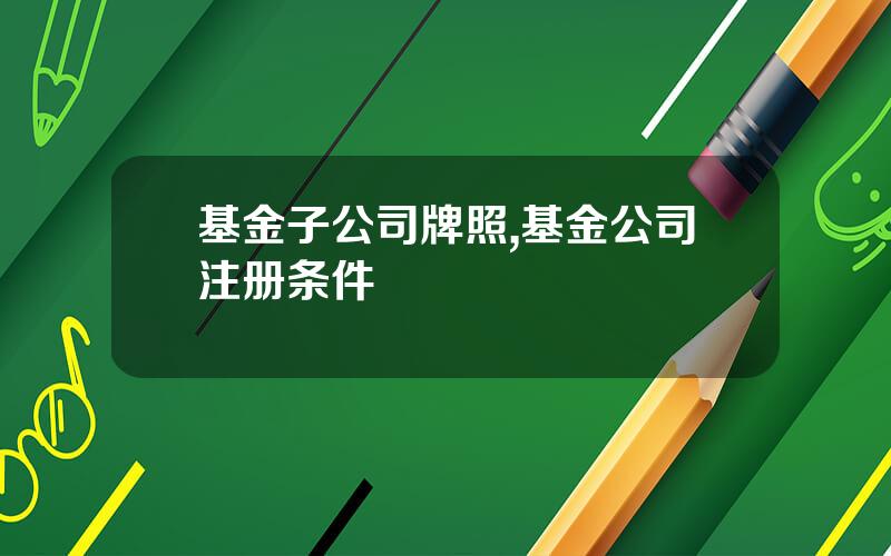 基金子公司牌照,基金公司注册条件