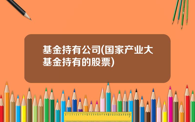 基金持有公司(国家产业大基金持有的股票)