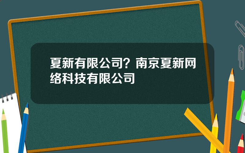 夏新有限公司？南京夏新网络科技有限公司