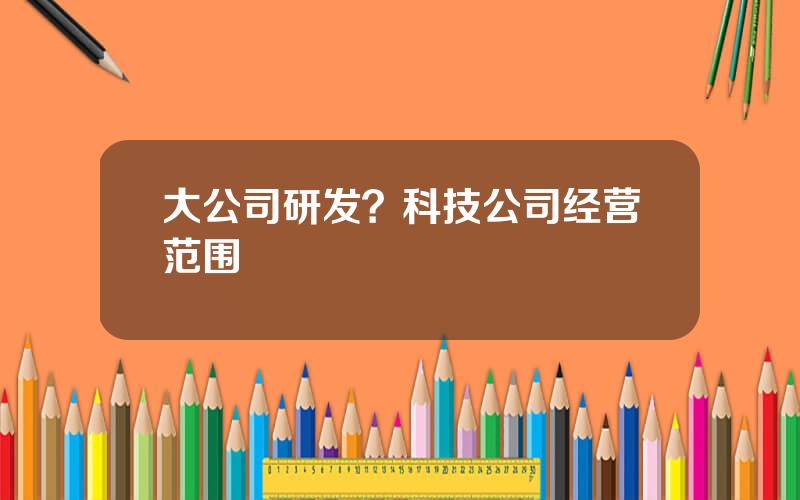 大公司研发？科技公司经营范围