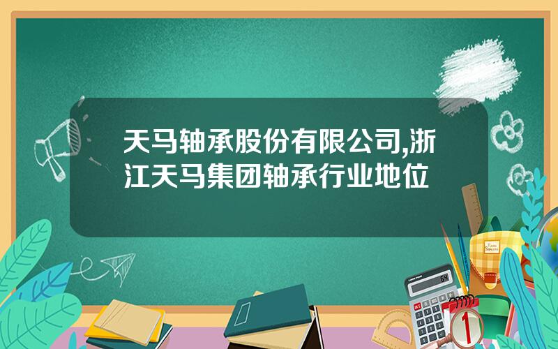 天马轴承股份有限公司,浙江天马集团轴承行业地位