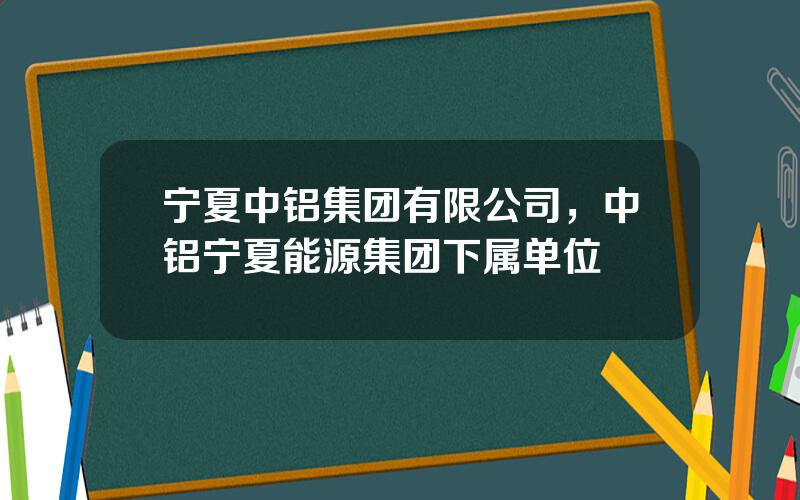 宁夏中铝集团有限公司，中铝宁夏能源集团下属单位