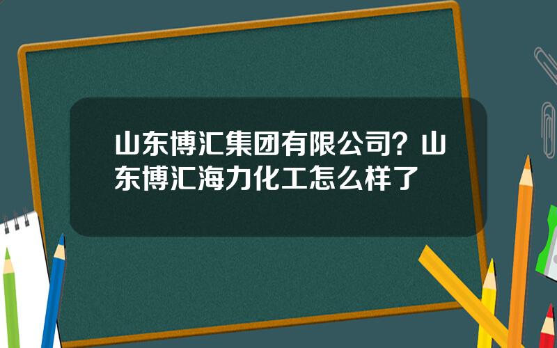 山东博汇集团有限公司？山东博汇海力化工怎么样了