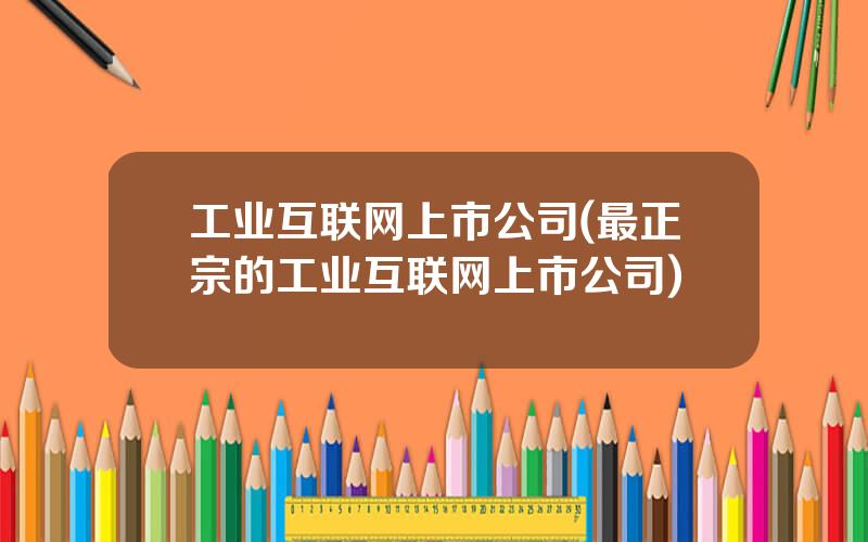 工业互联网上市公司(最正宗的工业互联网上市公司)