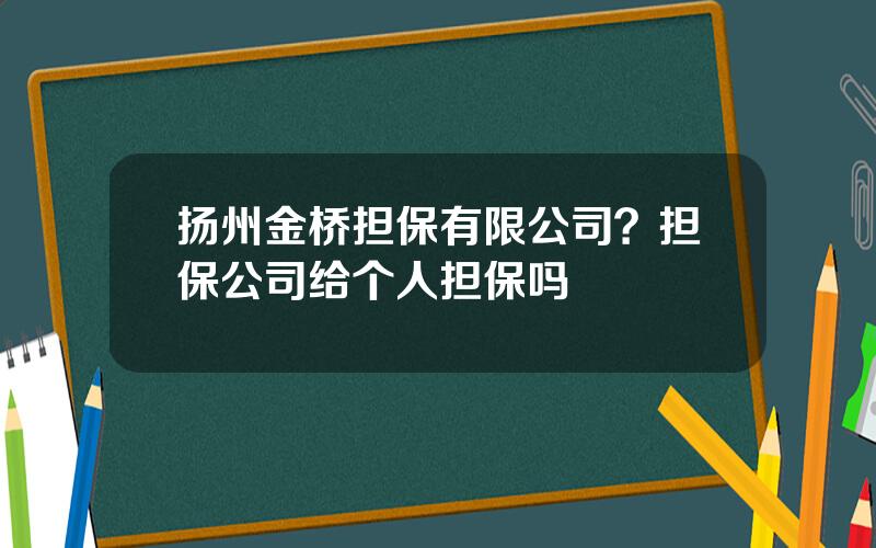 扬州金桥担保有限公司？担保公司给个人担保吗