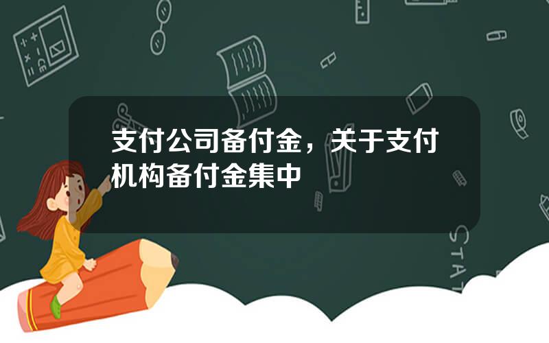 支付公司备付金，关于支付机构备付金集中