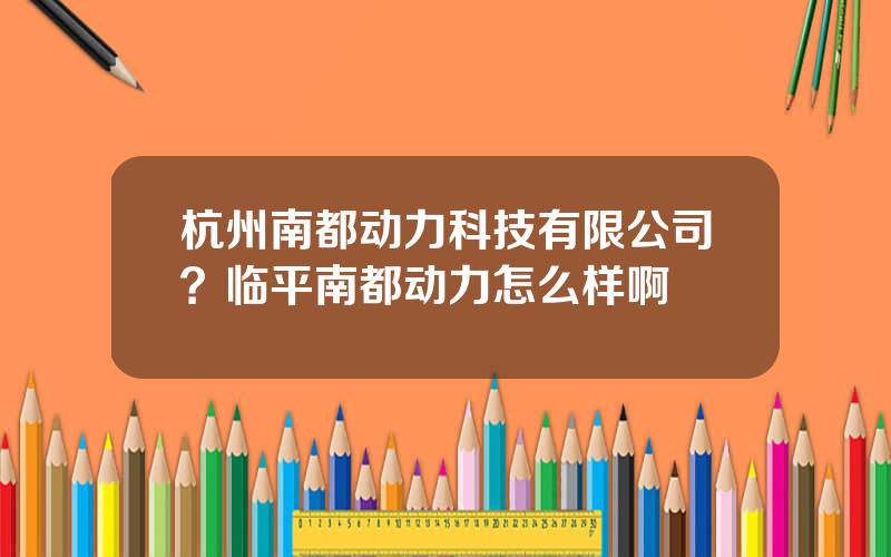 杭州南都动力科技有限公司？临平南都动力怎么样啊