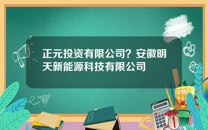 正元投资有限公司？安徽明天新能源科技有限公司
