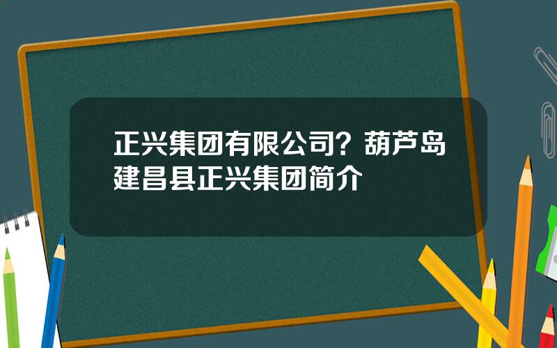 正兴集团有限公司？葫芦岛建昌县正兴集团简介
