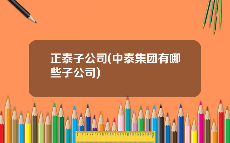 正泰子公司(中泰集团有哪些子公司)