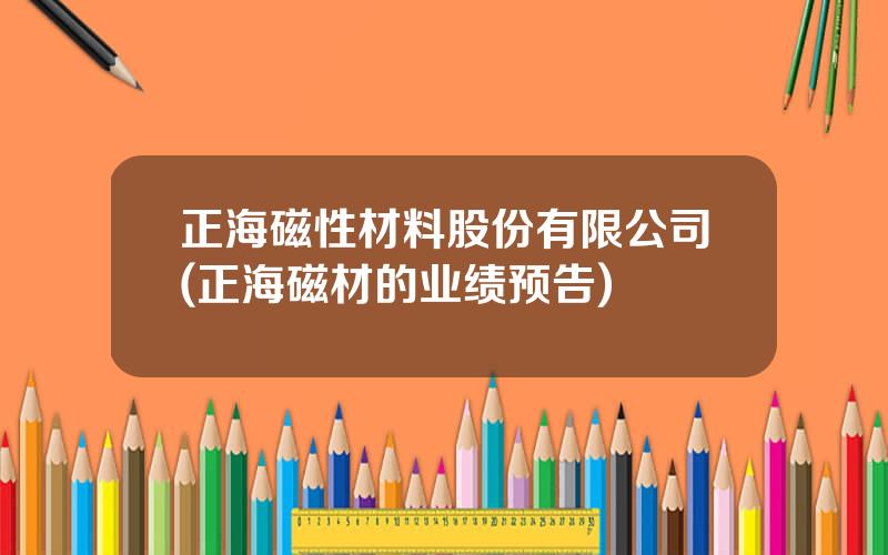 正海磁性材料股份有限公司(正海磁材的业绩预告)