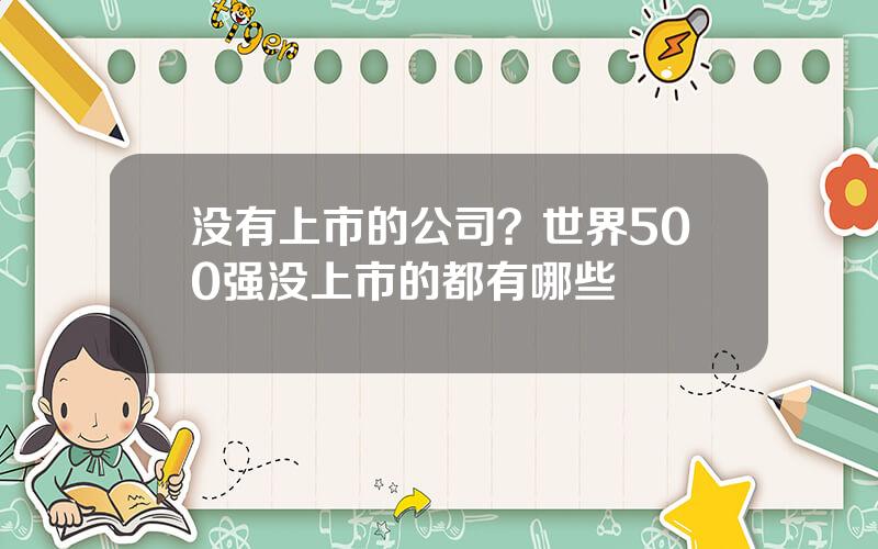 没有上市的公司？世界500强没上市的都有哪些