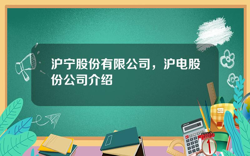 沪宁股份有限公司，沪电股份公司介绍